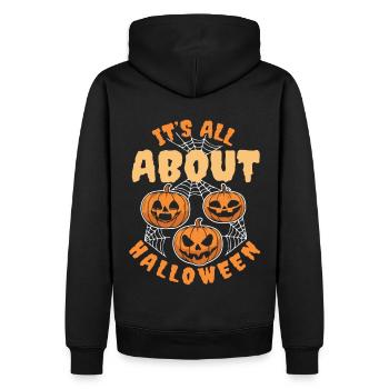 Its all about Halloween Kürbis - Männer Premium Bio Hoodie - Schwarz - Hinten - Nico (187cm)
