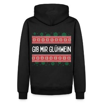 Glühwein Weihnachten Sprüche Adventmarkt - Männer Premium Bio Hoodie - Schwarz - Hinten - Nico (187cm)