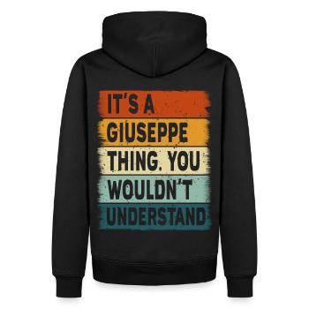 Gift Name Giuseppe Birthday Sayings - Men’s Premium Organic Hoodie - black - Back - Nico (187cm)