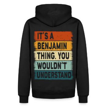 Geschenk Name Benjamin Geburtstag Sprüche - Männer Premium Bio Hoodie - Schwarz - Hinten - Nico (187cm)