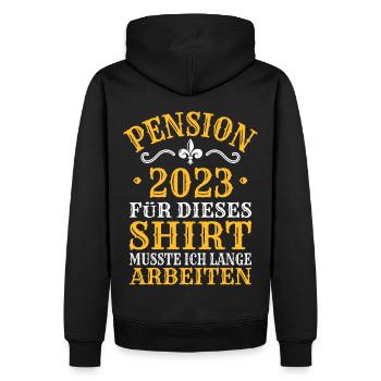 Pension 2023 Geschenk Ruhestand Rente Spruch - Männer Premium Bio Hoodie - Schwarz - Hinten - Nico (187cm)