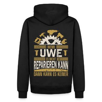 Uwe Name Geschenk Geburtstag - Männer Premium Bio Hoodie - Schwarz - Hinten - Nico (187cm)