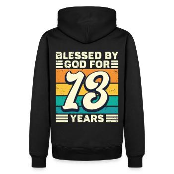 13 années de cadeaux d’anniversaire drôle de dicton - Sweat à capuche Premium bio Homme - noir - Dos - Nico (187cm)