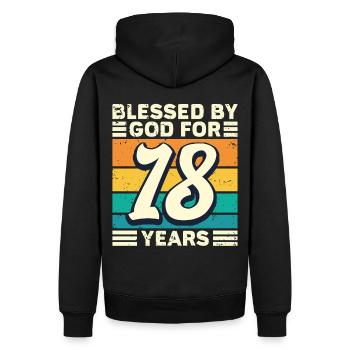 18 années de cadeaux d’anniversaire drôle de dicton - Sweat à capuche Premium bio Homme - noir - Dos - Nico (187cm)