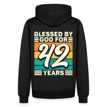 42 années de cadeaux d’anniversaire drôle de dicton - Sweat à capuche Premium bio Homme - noir - Dos - Nico (187cm)