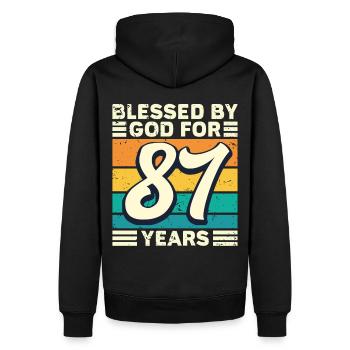 87 années de cadeaux d’anniversaire drôle de dicton - Sweat à capuche Premium bio Homme - noir - Dos - Nico (187cm)