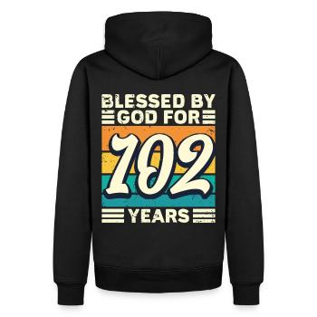 102 années de cadeaux d’anniversaire drôle de dicton - Sweat à capuche Premium bio Homme - noir - Dos - Nico (187cm)