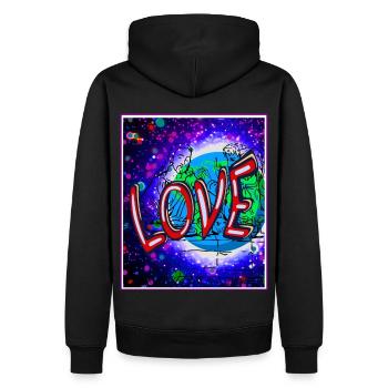 Jesus Love - auf die Erde für die Liebe - Männer Premium Bio Hoodie - Schwarz - Hinten - Nico (187cm)