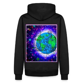 Jesus Christus auf dem Planeten Erde - Männer Premium Bio Hoodie - Schwarz - Hinten - Nico (187cm)