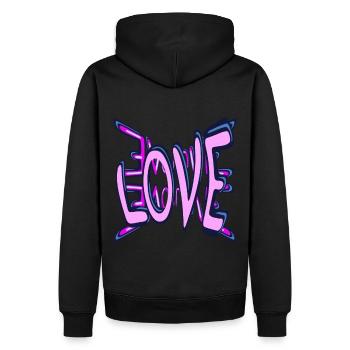 Love Love Love on pink - Männer Premium Bio Hoodie - Schwarz - Hinten - Nico (187cm)