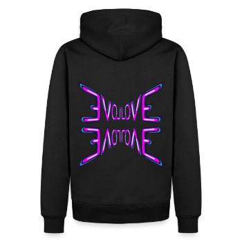 Love Aufschrift gespiegelt - Männer Premium Bio Hoodie - Schwarz - Hinten - Nico (187cm)
