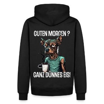 Arbeit Lustig Spruch Geschenk Tasse Kollege Arbeit - Männer Premium Bio Hoodie - Schwarz - Hinten - Nico (187cm)