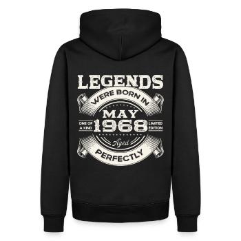 55e anniversaire Homme May né en 1968 Légendaire - Sweat à capuche Premium bio Homme - noir - Dos - Nico (187cm)