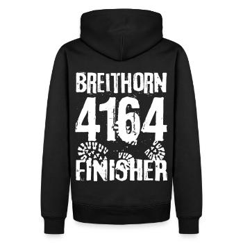 Breithorn 4164 Finisher Wallis Bergsteigen Wandern - Männer Premium Bio Hoodie - Schwarz - Hinten - Nico (187cm)