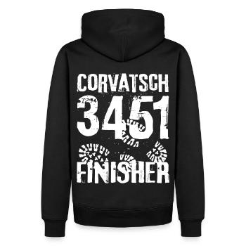 Piz Corvatsch Graubünden Bernina Group Engadin - Men’s Premium Organic Hoodie - black - Back - Nico (187cm)