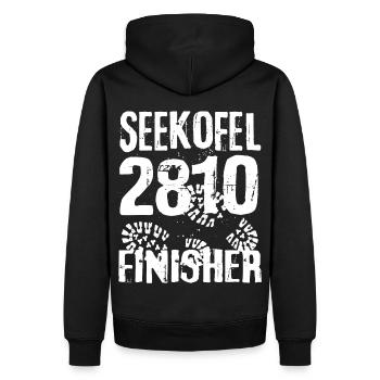 Seekofel Croda del Becco Sas dla Porta Dolomites - Men’s Premium Organic Hoodie - black - Back - Nico (187cm)