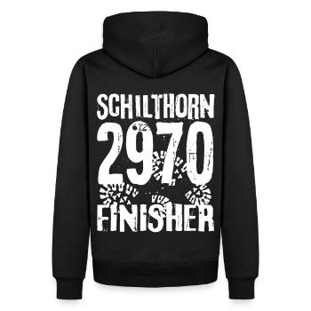 Schilthorn Piz Gloria Lauterbrunnen Bergsteiger - Männer Premium Bio Hoodie - Schwarz - Hinten - Nico (187cm)