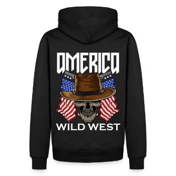 Amérique Far West - Sweat à capuche Premium bio Homme - noir - Dos - Nico (187cm)