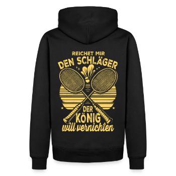Badminton Geschenk Sprüche Lustig - Männer Premium Bio Hoodie - Schwarz - Hinten - Nico (187cm)
