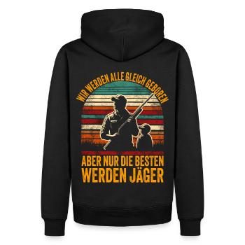 Jagen Jagd Jäger Geschenk Lustig Sprüche - Männer Premium Bio Hoodie - Schwarz - Hinten - Nico (187cm)