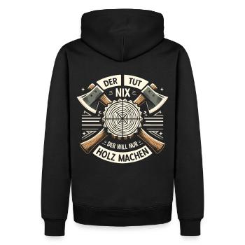 Holz Holzfäller Forstwirtschaft Geschenk - Männer Premium Bio Hoodie - Schwarz - Hinten - Nico (187cm)