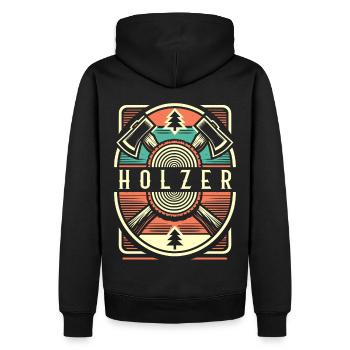 Holz Holzfäller Forstwirtschaft Geschenk - Männer Premium Bio Hoodie - Schwarz - Hinten - Nico (187cm)