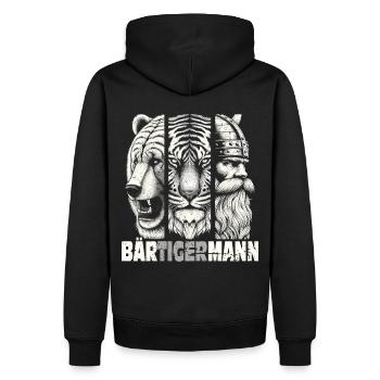 Bärtigermann Bär Tiger Mann Geschenk Bartträger - Männer Premium Bio Hoodie - Schwarz - Hinten - Nico (187cm)