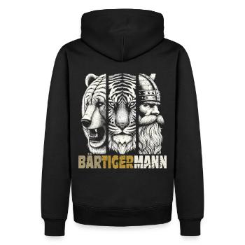 Bärtigermann Bär Tiger Mann Geschenk Bart - Männer Premium Bio Hoodie - Schwarz - Hinten - Nico (187cm)