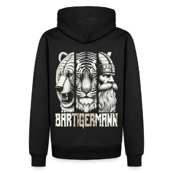 Bärtigermann Bär Tiger Mann Geschenk Bart - Männer Premium Bio Hoodie - Schwarz - Hinten - Nico (187cm)