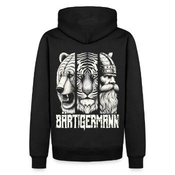 Bärtigermann Bär Tiger Mann Geschenk Bart - Männer Premium Bio Hoodie - Schwarz - Hinten - Nico (187cm)