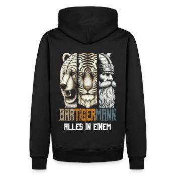 Bärtigermann Bär Tiger Mann Geschenk Bart - Männer Premium Bio Hoodie - Schwarz - Hinten - Nico (187cm)