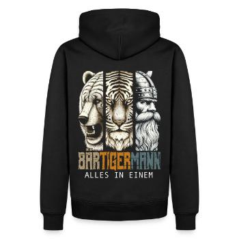 Bärtigermann Bär Tiger Mann Geschenk Bart - Männer Premium Bio Hoodie - Schwarz - Hinten - Nico (187cm)