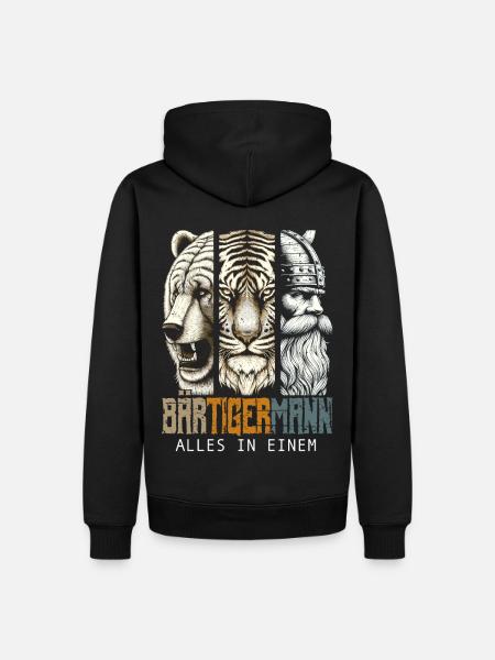 Bärtigermann Bär Tiger Mann Geschenk Bart - Männer Premium Bio Hoodie - Schwarz