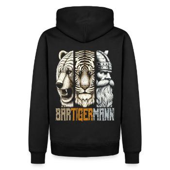 Bärtigermann Bär Tiger Mann Geschenk Bart - Männer Premium Bio Hoodie - Schwarz - Hinten - Nico (187cm)