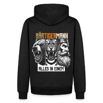 Bärtigermann Bär Tiger Mann Geschenk Bart - Männer Premium Bio Hoodie - Schwarz - Hinten - Nico (187cm)