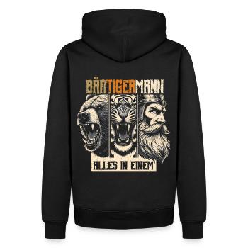 Bärtigermann Bär Tiger Mann Geschenk Bart - Männer Premium Bio Hoodie - Schwarz - Hinten - Nico (187cm)