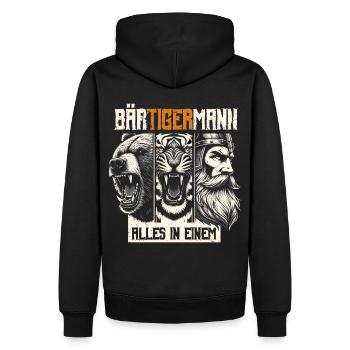 Bärtigermann Bär Tiger Mann Geschenk Bart - Männer Premium Bio Hoodie - Schwarz - Hinten - Nico (187cm)