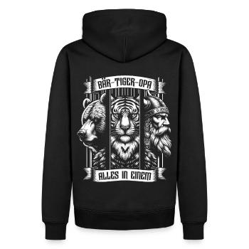 Grand-père barbu ours tigre grand-père cadeau barbe barbe porteur de barbe - Sweat à capuche Premium bio Homme - noir - Dos - Nico (187cm)