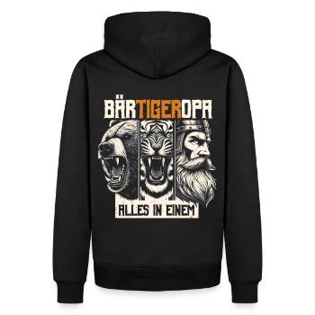 Grand-père barbu ours tigre grand-père cadeau barbe barbe porteur de barbe - Sweat à capuche Premium bio Homme - noir - Dos - Nico (187cm)