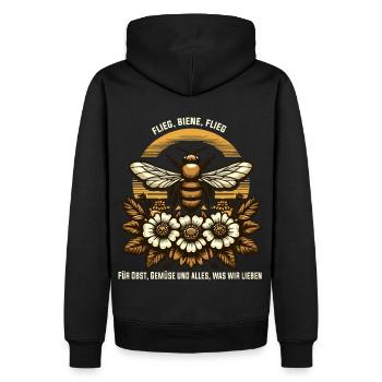 Bienenliebhaber: Flieg, Biene– Für die Natur - Männer Premium Bio Hoodie - Schwarz - Hinten - Nico (187cm)
