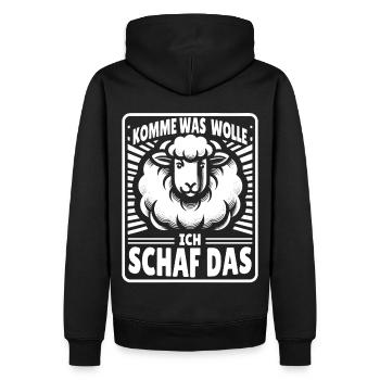 Schaf Motivation Prüfung Glück Spruch Geschenk - Männer Premium Bio Hoodie - Schwarz - Hinten - Nico (187cm)