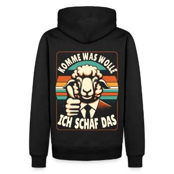 Schaf Motivation Prüfung Glück Spruch Geschenk - Männer Premium Bio Hoodie - Schwarz - Hinten - Nico (187cm)