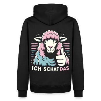 Schaf Motivation Prüfung Glück Spruch Geschenk - Männer Premium Bio Hoodie - Schwarz - Hinten - Nico (187cm)
