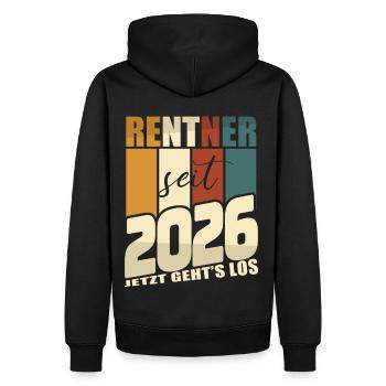Rente Geschenk 2026 Rentner Ruhestand Spruch - Männer Premium Bio Hoodie - Schwarz - Hinten - Nico (187cm)