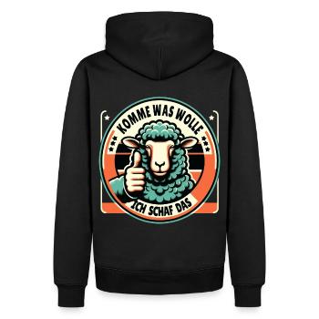 Schaf Motivation Prüfung Glück Spruch Geschenk - Männer Premium Bio Hoodie - Schwarz - Hinten - Nico (187cm)