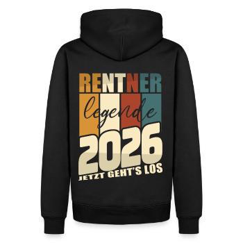 Rente Geschenk 2026 Rentner Ruhestand Spruch - Männer Premium Bio Hoodie - Schwarz - Hinten - Nico (187cm)