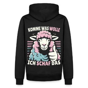Schaf Motivation Prüfung Glück Spruch Geschenk - Männer Premium Bio Hoodie - Schwarz - Hinten - Nico (187cm)
