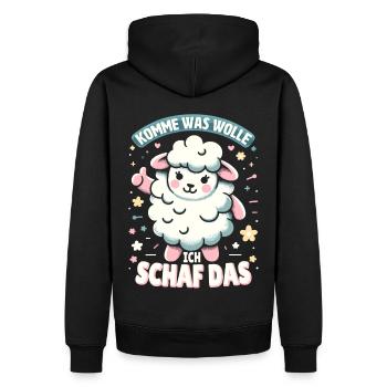 Schaf Motivation Prüfung Glück Spruch Geschenk - Männer Premium Bio Hoodie - Schwarz - Hinten - Nico (187cm)