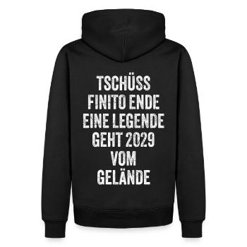 Rentner Rente 2029 Sprüche Ruhestand Geschenk - Männer Premium Bio Hoodie - Schwarz - Hinten - Nico (187cm)