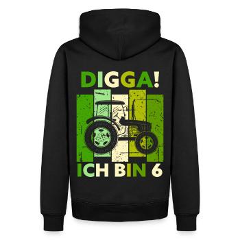 6th Birthday Boy Tractor Gift Farmer - Men’s Premium Organic Hoodie - black - Back - Nico (187cm)
